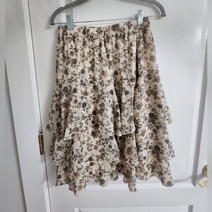 Chiffon Floral Tiered Skirt-Lined